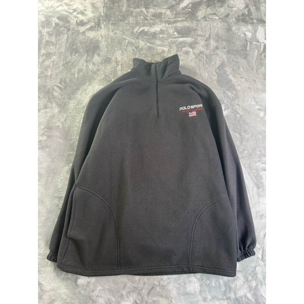 Men's L Vintage Ralph Lauren Polo Sport 1/4 Zip Fleece Pullover Made In USA